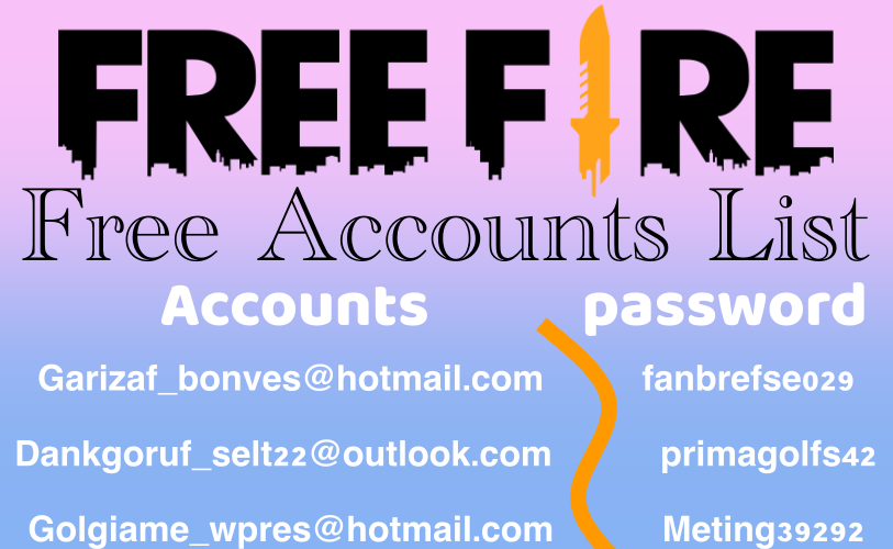 Free Fire Accounts on Facebook and Gmail 2023